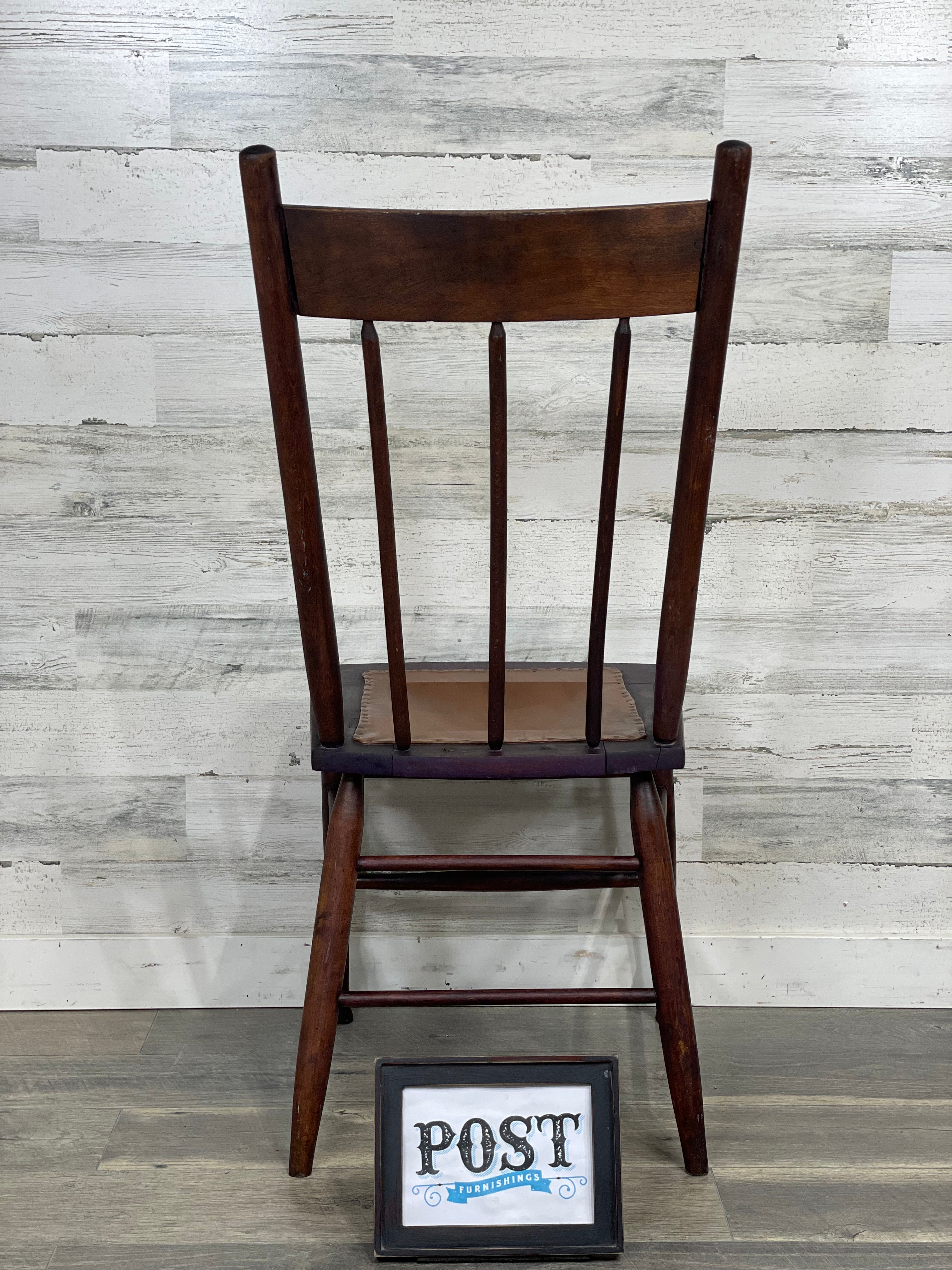 Antique Wood Chair Leather Seat